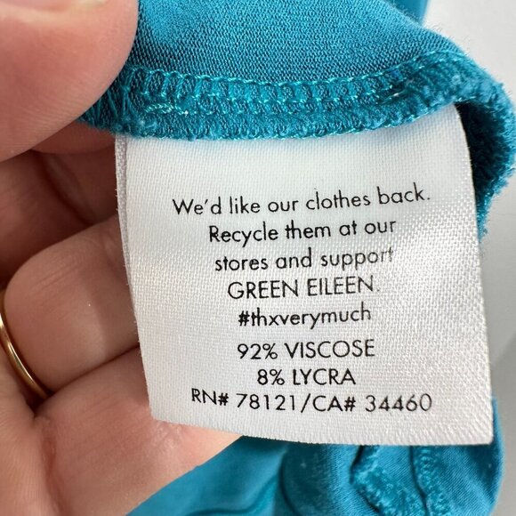 Eileen Fisher Size Small‎ Teal Blue Dolman Sleeve Relaxed Fit Jersey Stretch - Picture 3 of 5